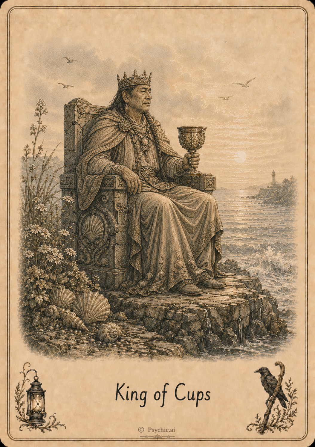 King of Cups tarot card illustration